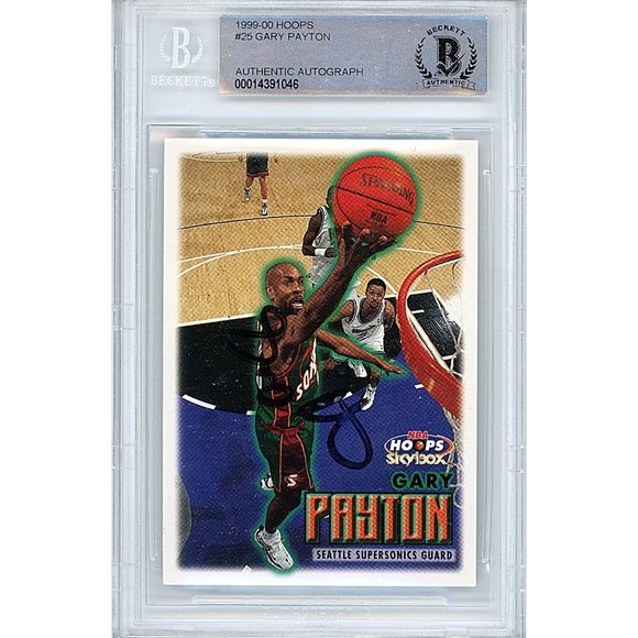 Gary Payton Signed Seattle Sonics '99-00 Hoops Basketball Card Beckett Autograph - Picture 1 of 4